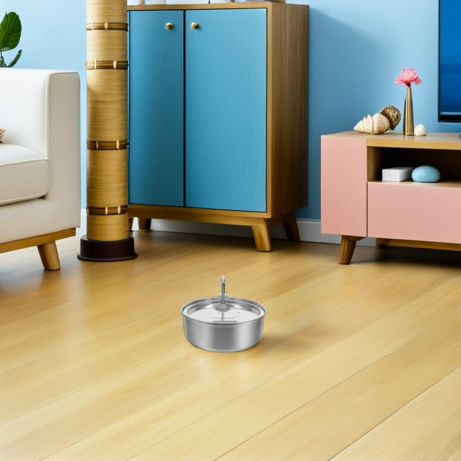 STOBAZA Fuente de Agua para Gatos de Acero Inoxidable con Bomba Ultrasilenciosa y Filtración Multilayer para Uso en Interiores Capacidad 3l Diseño Moderno