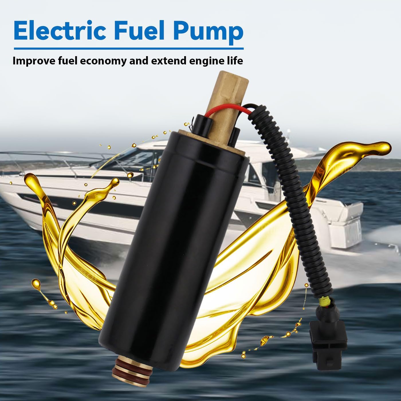 Electric Fuel Pump High Pressure Compatible With Volvo Outboard Marine Penta EFI Fuel Injected Engines: 4.3L 5.0L 5.7L 7.4L 8.1L 8.2L GI GXI GSI OSI OSXI, Replace 3588865 21608511 3850424 774350