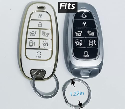 Miniatura 2 de RUNZUIE 2 fundas para llavero inteligente de TPU para Hyundai Sonata Fe Nexo Tucson Palisade 2023 2022 2021 2020 2019 blanco