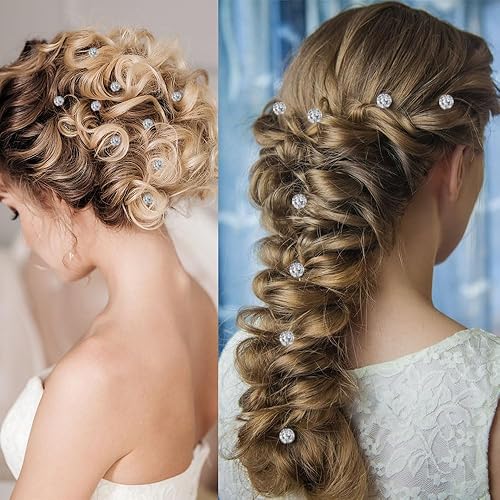 Miniatura 4 de Juego de 60 piezas de aretes para el cabello con diamantes de imitación en espiral, perlas y flores, palitos para bodas, novias, bailes, fiestas y