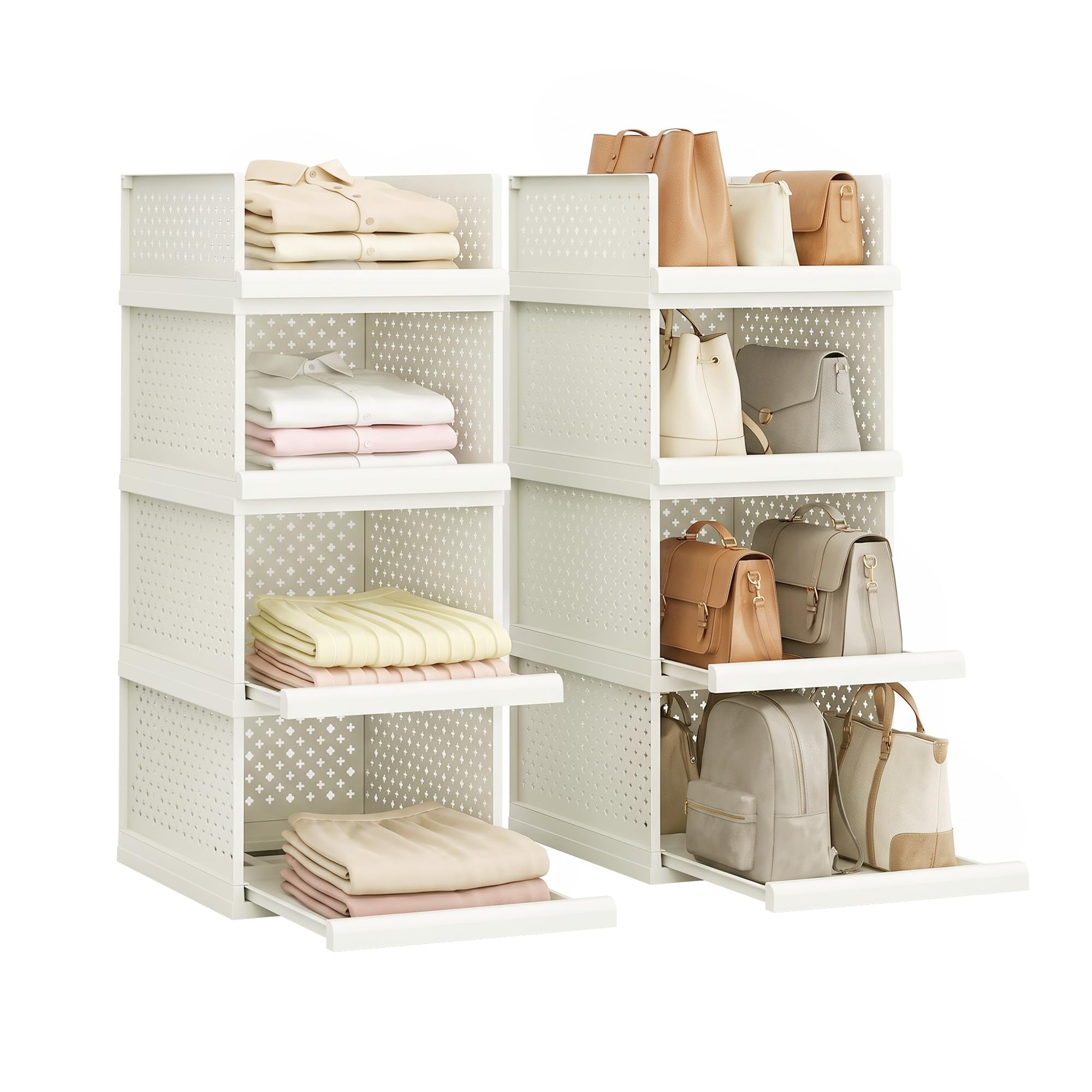 ZHYOCOGY Wardrobe Storage Organiser 8 Pack 163cm Stackable Closet Drawers