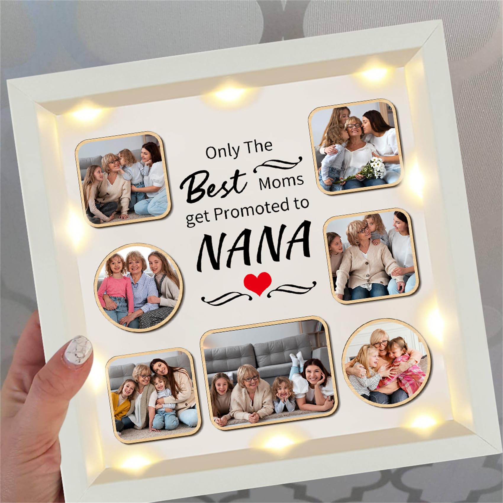 Wooden Hanging Photo Display Frame For Wall – Best Gift For Grandma, Nonna, Nana, Mothers Birthday From Grandkids, 12x6 Inch