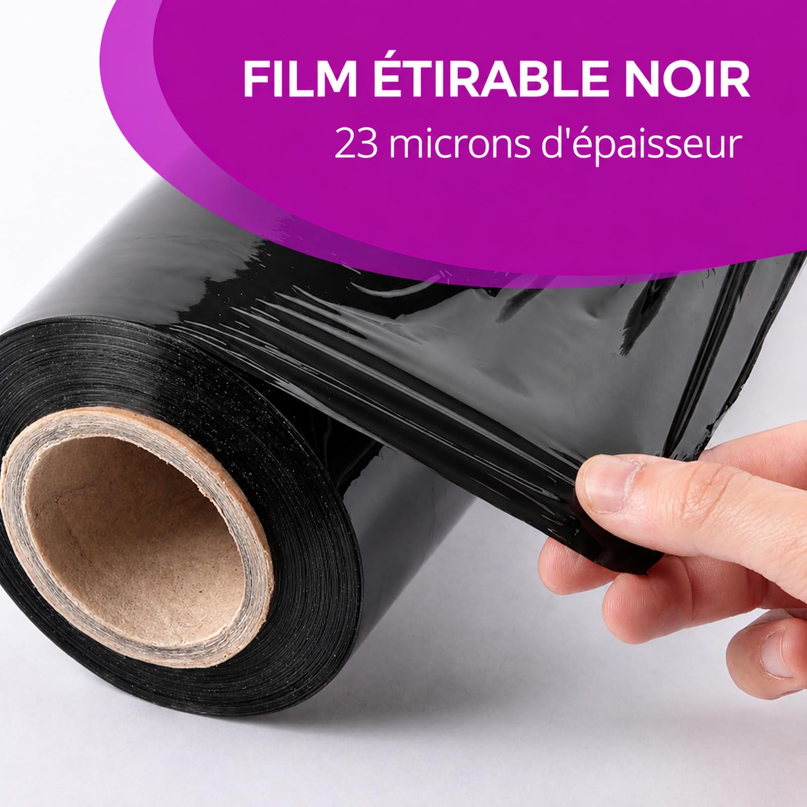 6 rouleaux de film étirable noir 23 microns 500mm 1,8kg film pour palettes emballage étirable rouleau de plastique extensible pour emballer colis protection plastique emballage déménagement