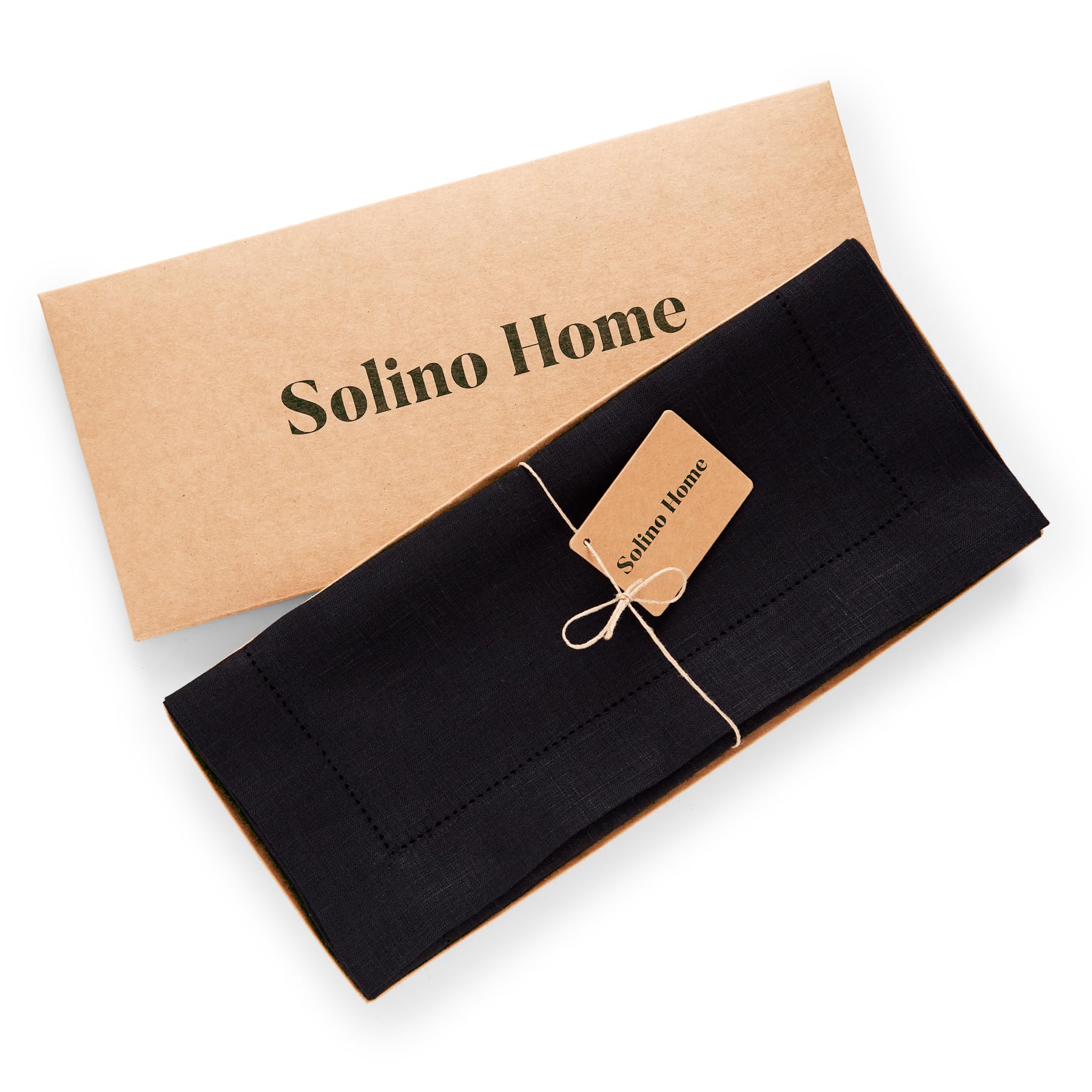 Solino Home Camino de mesa de lino negro de 72 pulgadas de largo, 100 % lino puro, peso medio, vainica, 35.5 x 183.8 cm, para cómoda, comedor y primavera, verano