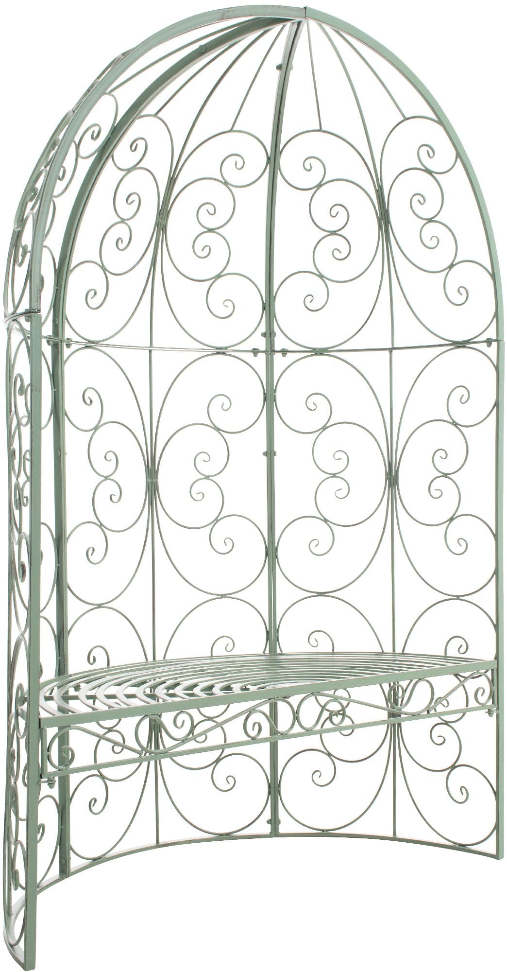 Pergola Semiluna Ferro CLP Gazebo Padiglione Giardino con Panca Antico Verde 200 kg