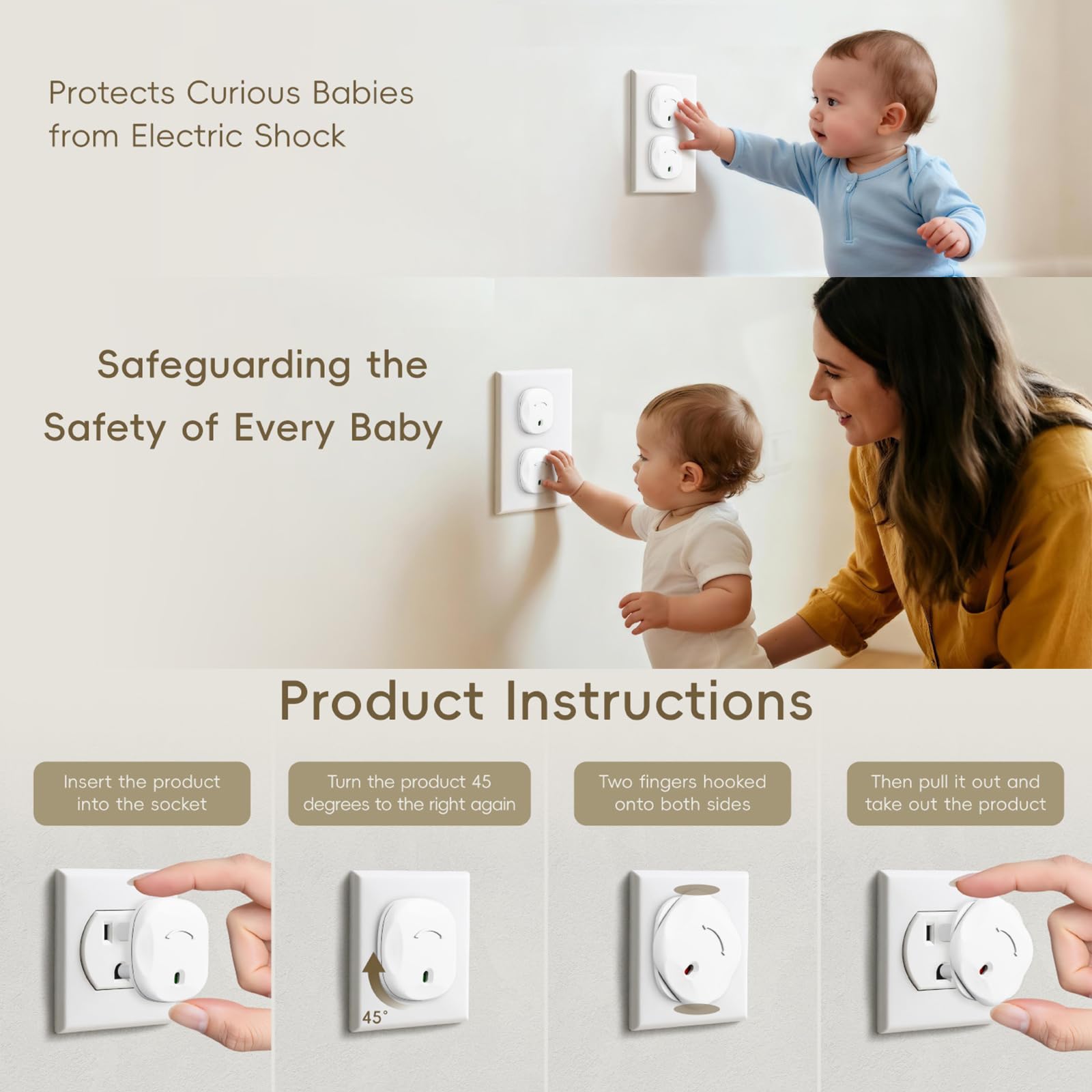 Copri Prese elettriche Sicurezza Blocca l ' Accesso incidenti Costruzione Lunga Durata per la Sicurezza Domestica Copri Prese a Prova Bambino
