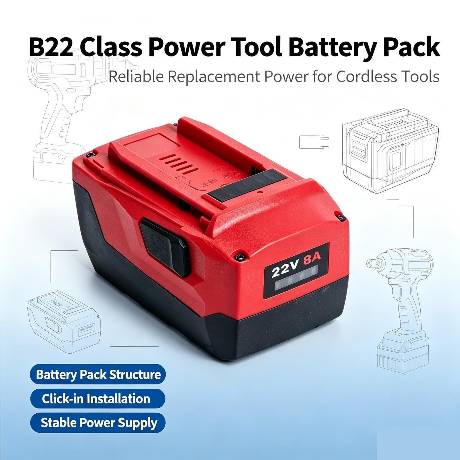 Batería De Litio De Alta Potencia De 8000MAh, Compatible con Hilti