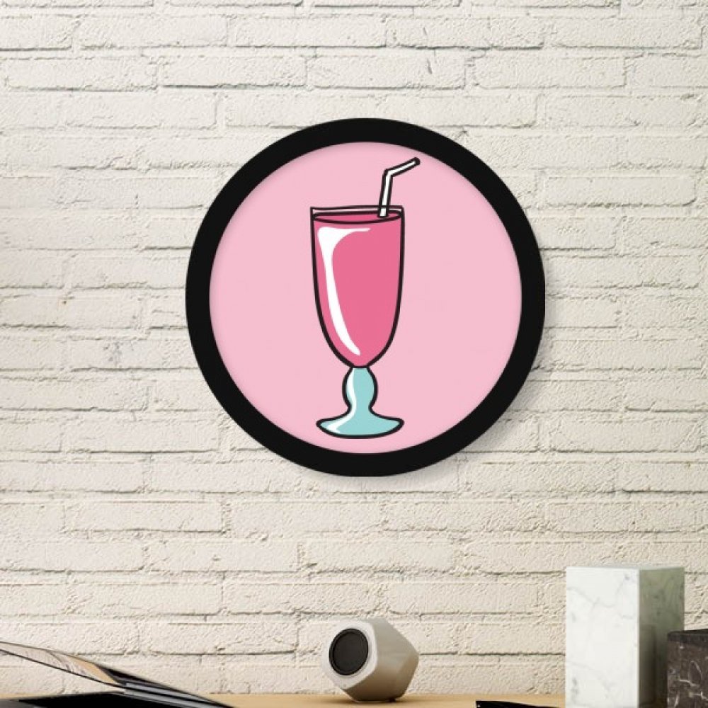 Glace rose crème art peinture dans son cadre en bois rond noir, le cadeau déco idéal