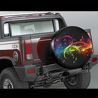 Spare Tire Cover Waterproof Dust-Proof Universal 15 Inch Wheel Protectors | Colorful Music Notes Camper Tire Cover Fit For Rv Trailer Truck Suv Travel Trailer Accessories