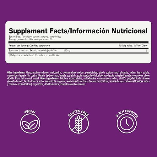 Miniatura 2 de Prunelax Tabletas - Suplemento Laxativo Natural de Fuerza Extra que Contiene Senna de Alta Potencia para Aliviar el Estreñimiento y Restaurar el