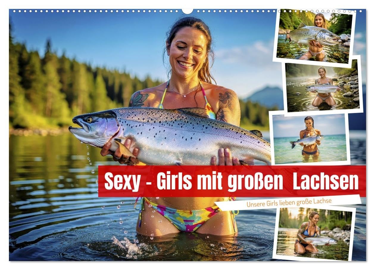 Sexy - Girls mit großen Lachsen (Wandkalender 2027 DIN A2 quer), CALVENDO Monatskalender: Selbstbewusste Girls präsentieren stolz ihre riesigen Lachse. (CALVENDO Erotik)