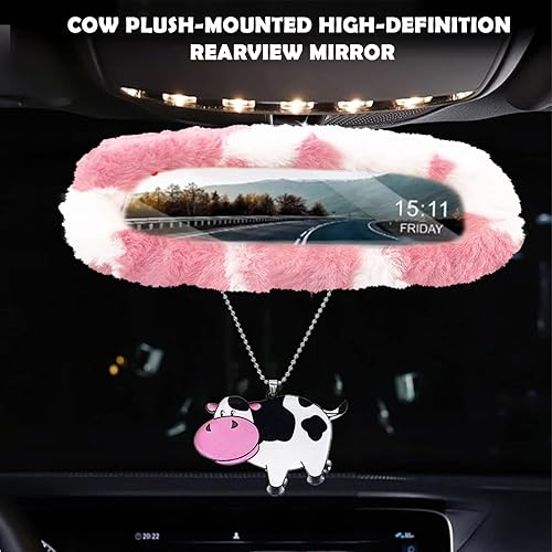 Miniatura 7 de Juego de 11 accesorios esponjosos para automóvil, fundas de felpa para volante, fundas de forro polar suave para freno de mano y cambios,