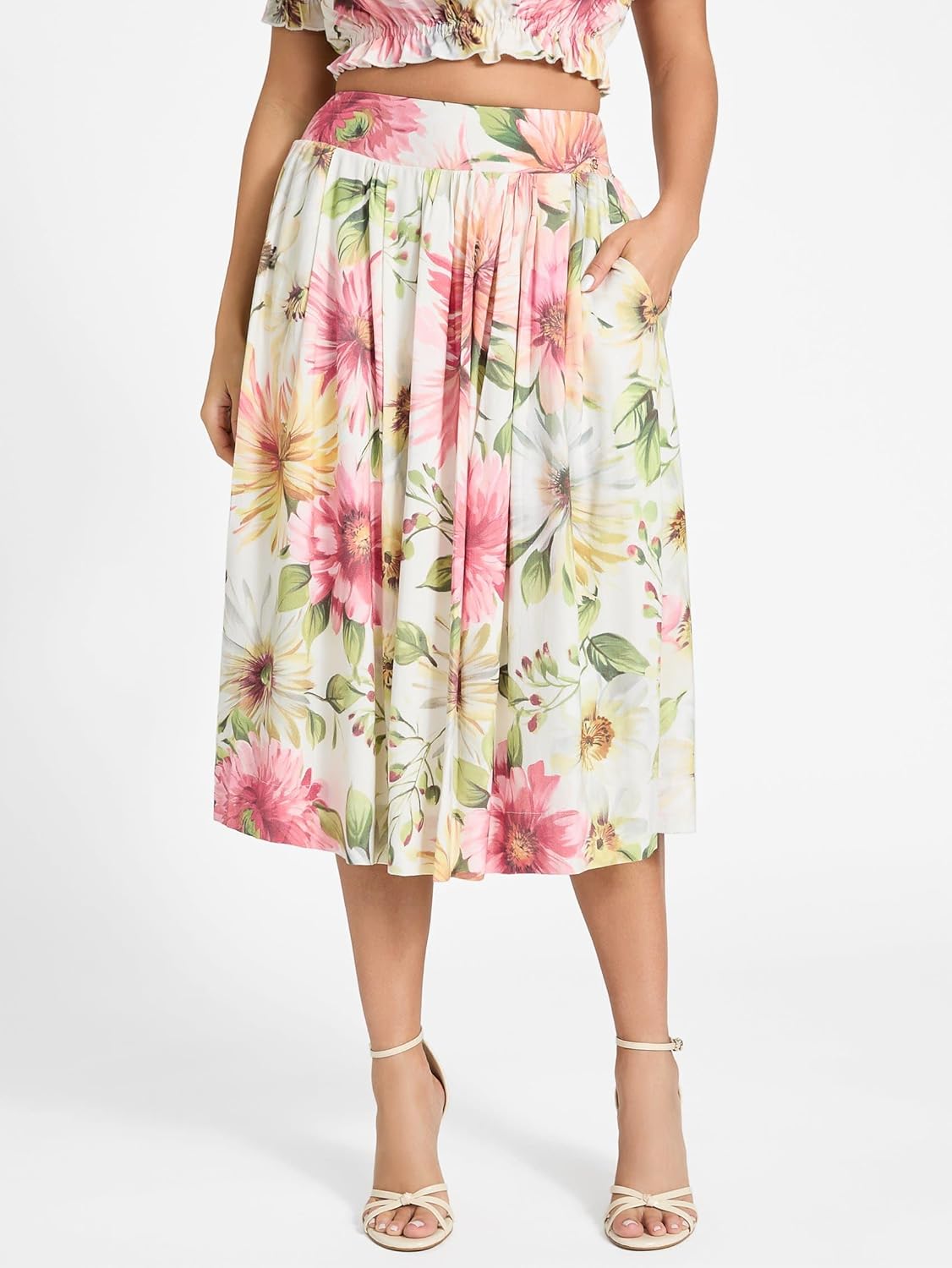 GUESS Women's Eco Elodie Midi Flare Skirt