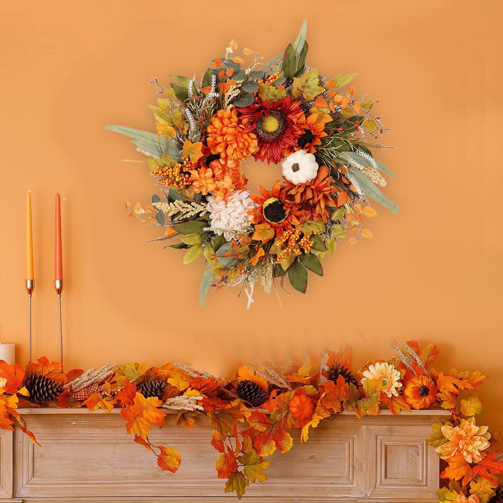 Thanksgiving Herbstkranz Sonnenblumen und Beeren Herbstkränze
