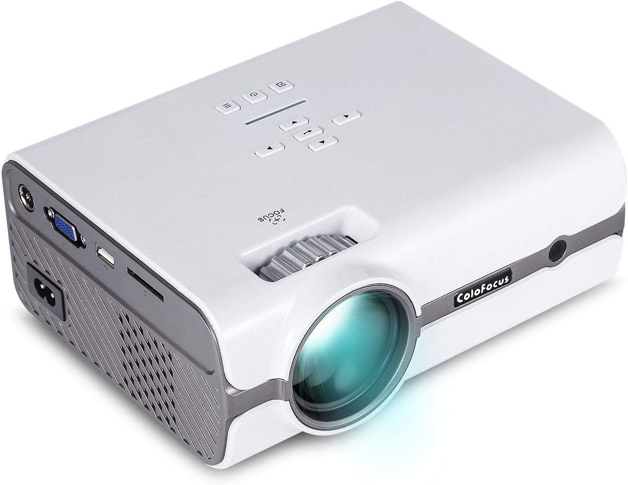 ColoFocus LCD Mini Projector, Home Video HD Projector with 1080P Supported, 1280x768 Resolution for Home Cinema Theater/Computer/TV/Laptop/Gaming/SD/iPad iPhone/Android Smartphone (White)