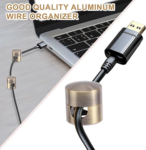 Miniatura 6 de 3 anclajes de cable para escritorio, soportes de cable de cargador de teléfono, clips adhesivos de metal para organización de cables de aluminio,