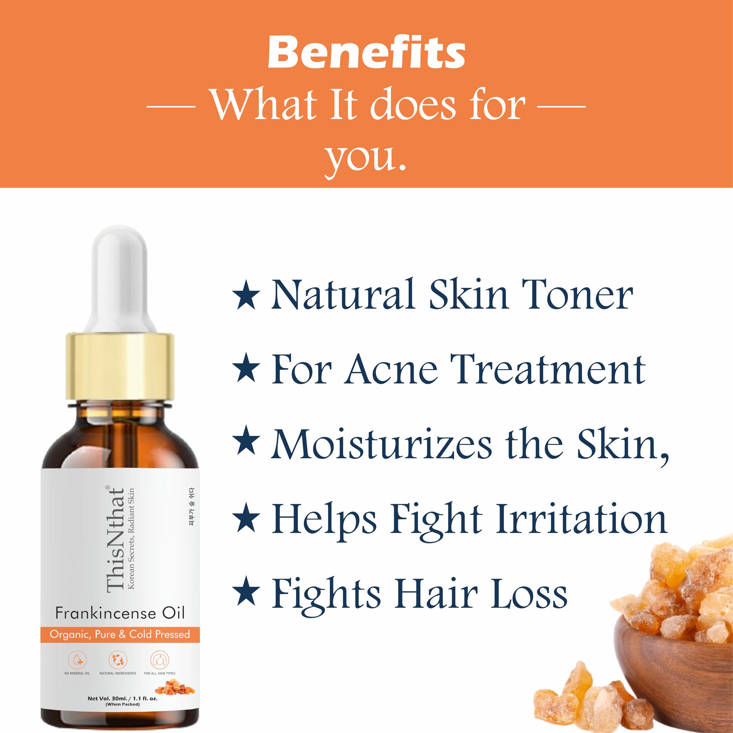 ThisNthat Frankincense Essential Oil (30ml) β 100% Pure & Organic | Anti-Aging Oil for Face, Improve Skin Tone & Elasticity | Hair Growth, Dry & Itchy Scalp | Boswellia Essential Oil for Skin & Hair Care 2