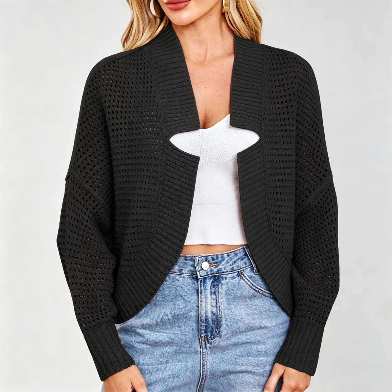 Cardigan Femme Chic Et Elegant Gilet Femme Chic Et Elegant - Gilet en Maille Chauve Souris Doux Et Léger Idéal pour L'Automne Hiver Et La Superposition Quotidienne Veste Pull Ouverte sur Devant Coupe