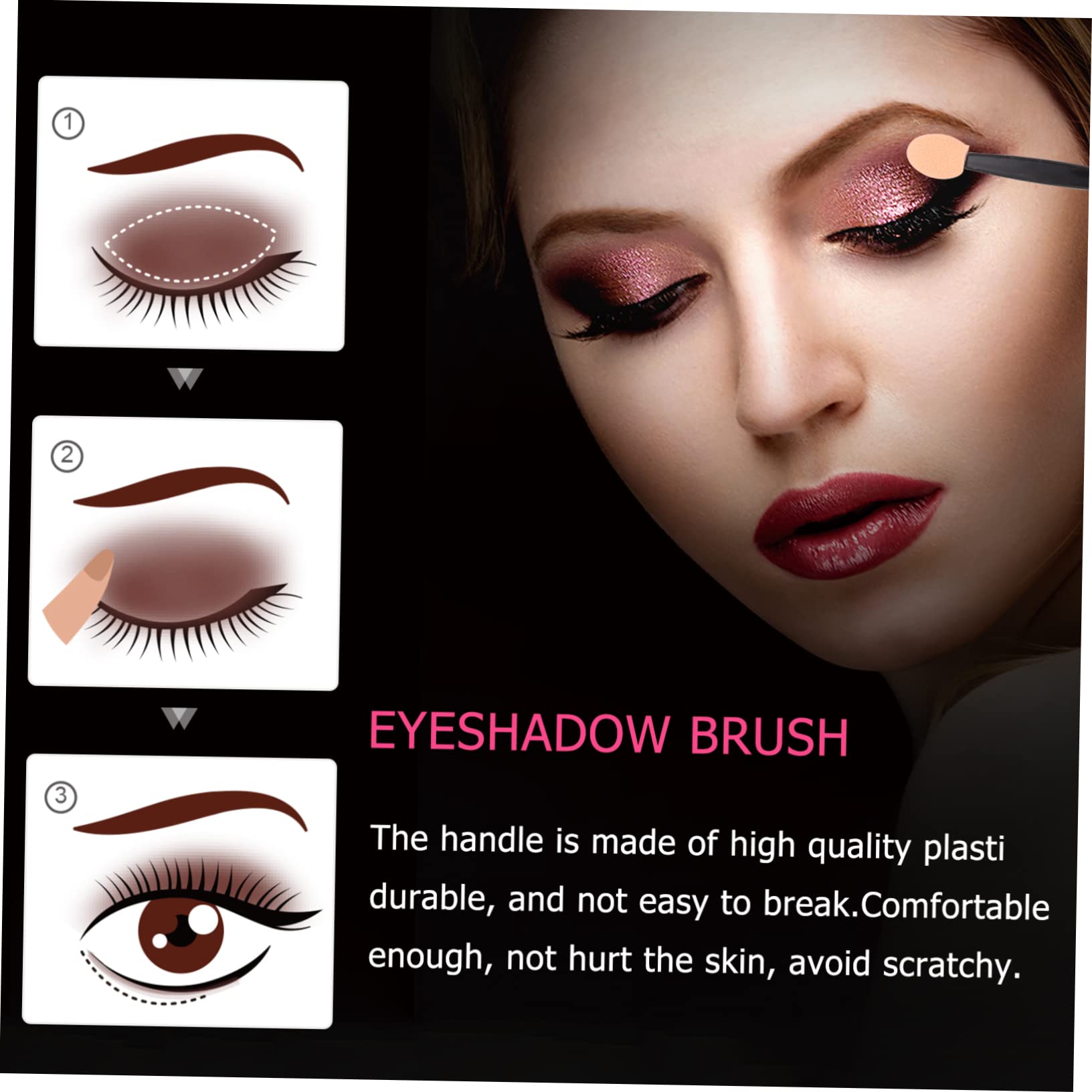 Gogogmee 2sets Grey Eyeshadow Brush Set Disposable Makeup Applicator Latex Sponge Eyeshadow Makeup Tool Double-end Brush Set for Beginners 100pcs*2