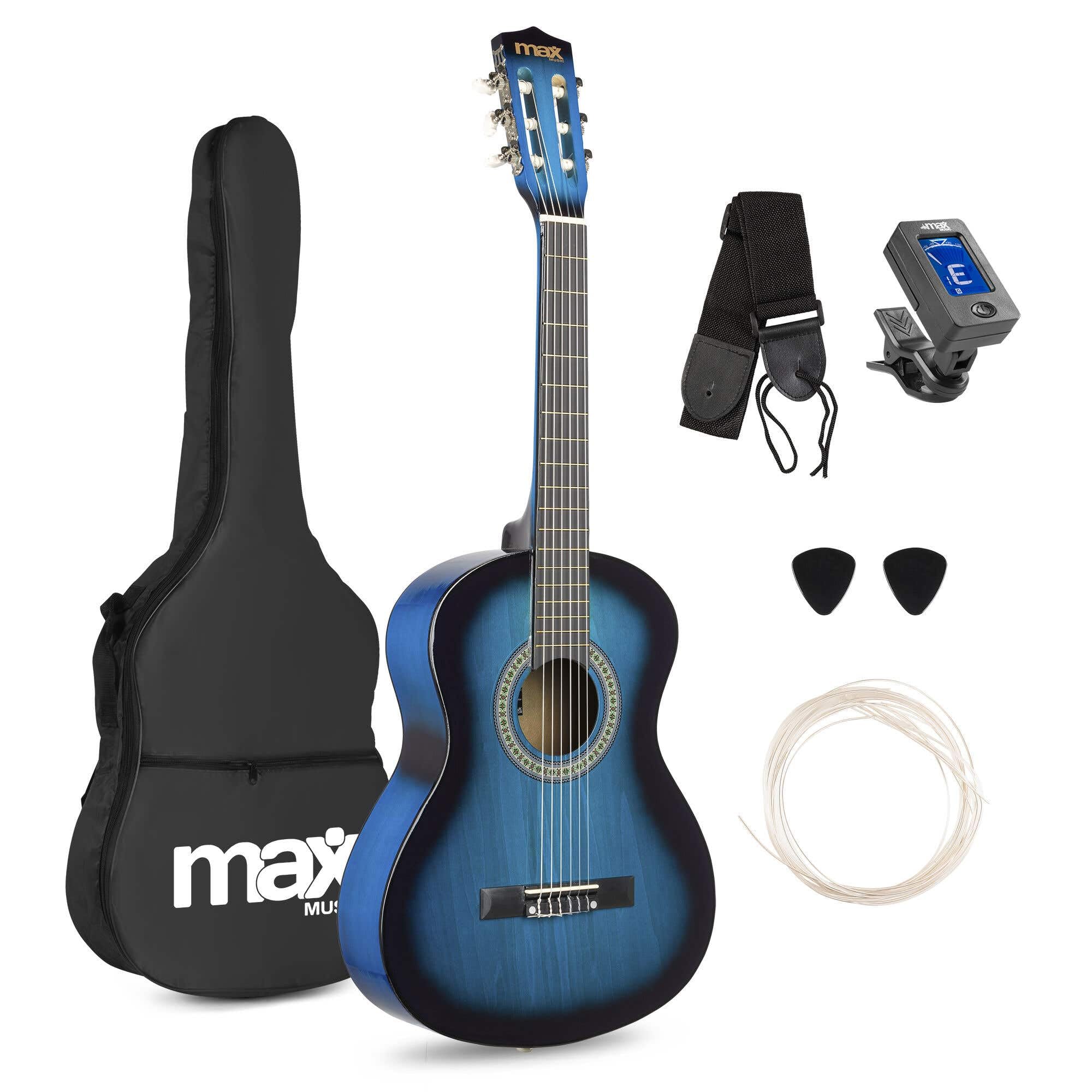 SoloArt Junior chitarra acustica classica 3/4 per bambini corde nylon legno tiglio set custodia accordatore tracolla plettri