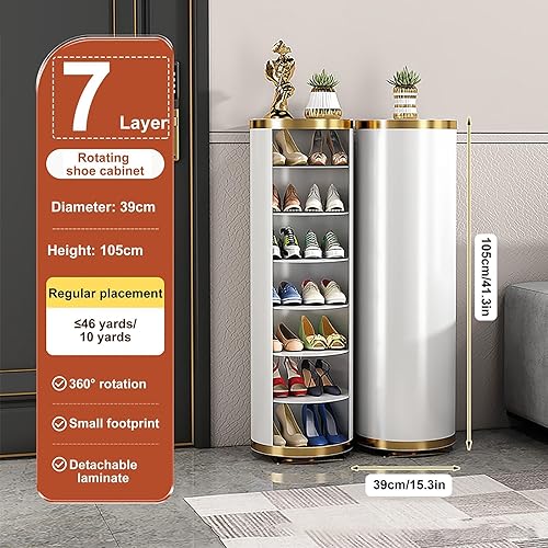 Miniatura 2 de Zapatero giratorio de 360 de 7 niveles sin puerta, estante redondo para zapatos, organizador de zapatos moderno y alto para entrada, dormitorio,