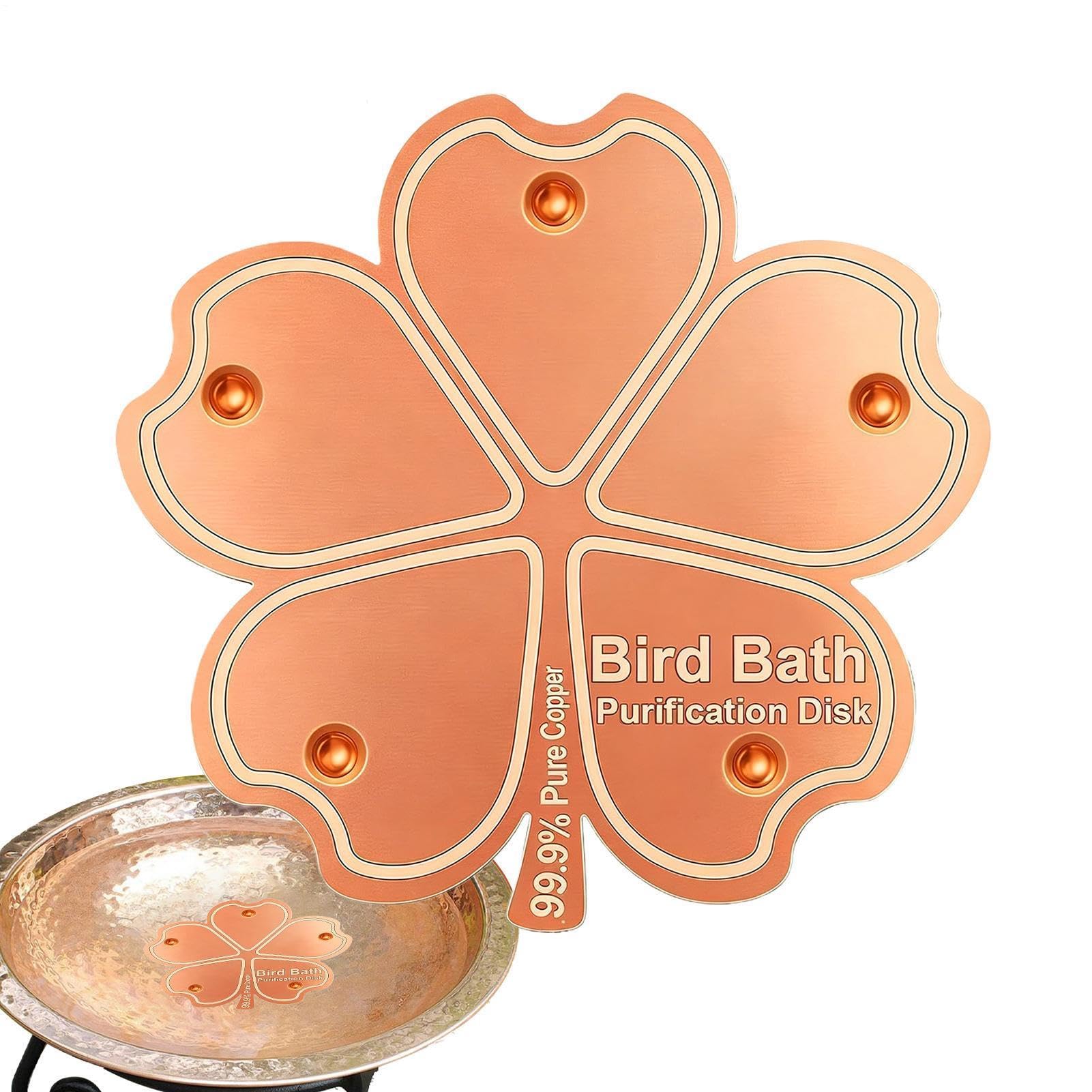 lugreat Copper Bird Bath Disk, Flower-shaped Purification Pan, Copper Material Inhibits Microbes, Physically Cleans Water Year-round, Perfect For Garden, Patio, Backyard, Safe For Birds