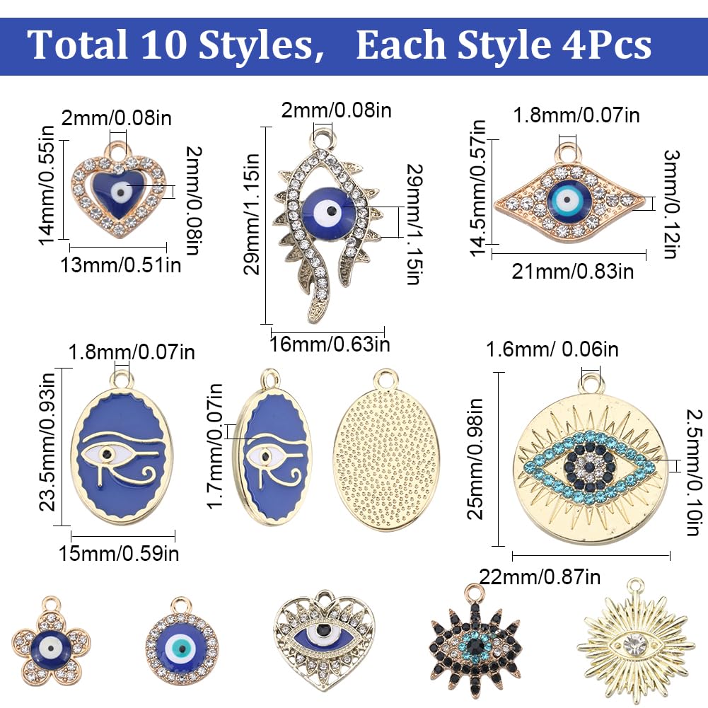 SUNNYCLUE 40Pcs Evil Eye Rhinestone Beads - Image 2