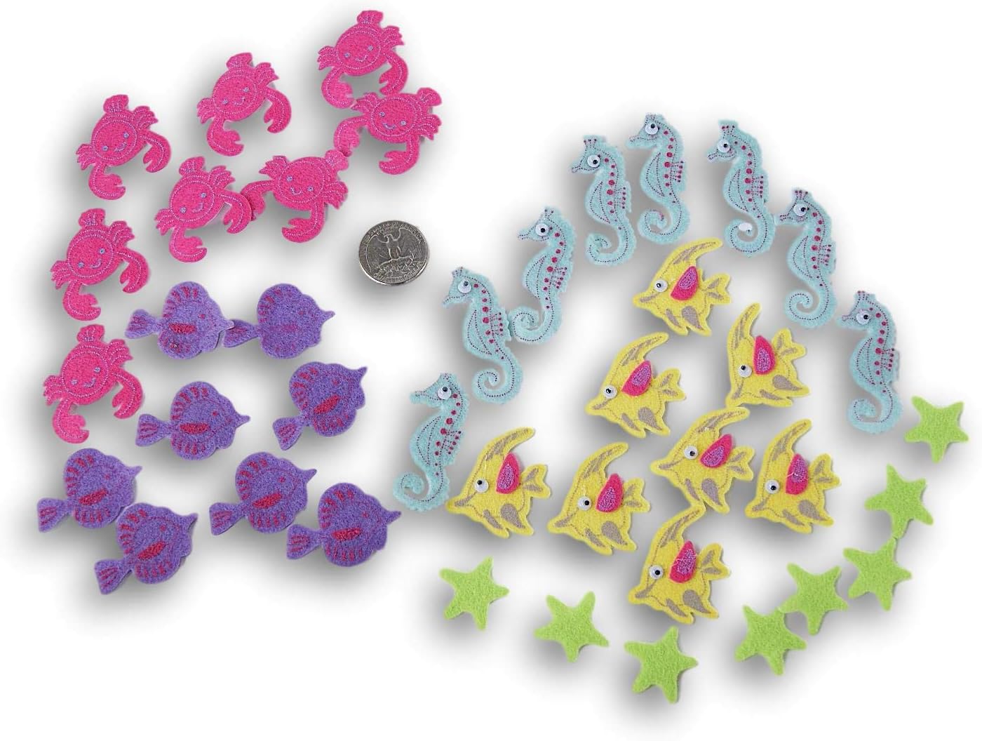 Daisy Crafts Sea Life Fish Adhesive Felt Stickers (Seahorse, Crab, Starfish) - 40 Pieces