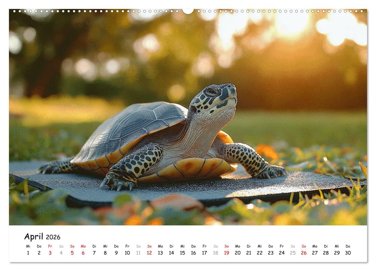 CHILL MAL - Entspannte Schildkröten beim Faulenzen (Wandkalender 2026 DIN A2 quer), CALVENDO Monatskalender: Entspanne mit coolen Schildkröten durch ... von Ruhe und Entschleunigung (CALVENDO Spass)