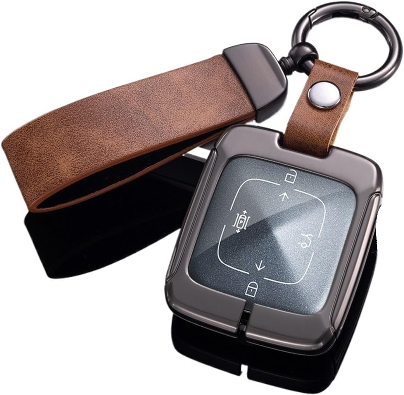 亜鉛合金レザー製車用リモートキーフォブケースカバーバッグ Extremely Krypton 001 ZEEKR NFCカードキープ