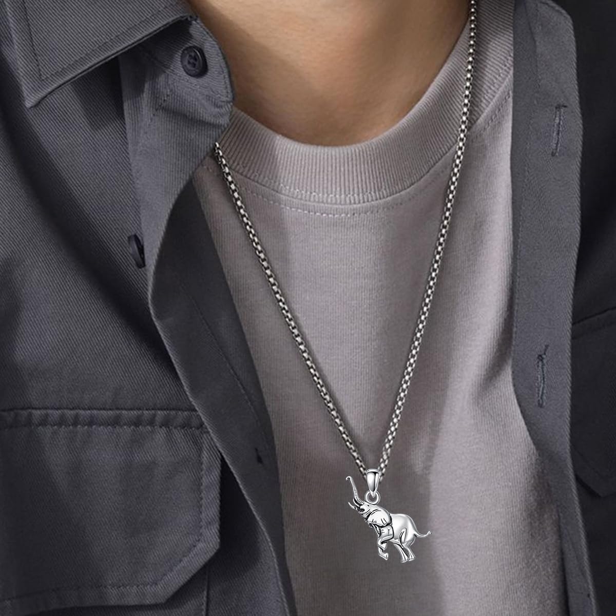 Elephant Necklace Sterling Silver Elephant Pendant Necklace Good Luck Animal Necklace for Men Women - Image 3
