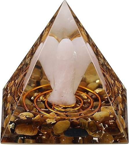Rockcloud Gurdian Angel Orgón Pirámide de Cristal Sanador Generador de Energía Blanacing Chakra para Yoga Meditaion Protección, Ojo de Tigre