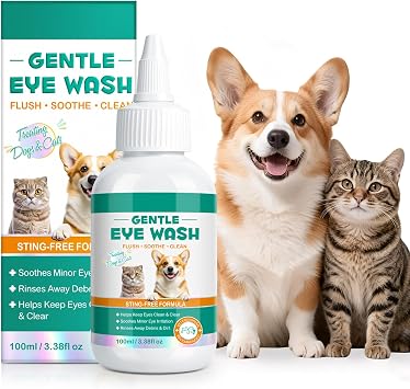 Pet Dog Eye Drops, Eye Drops for Dogs & Cats, Eye Drops and Wash for Pets, Soothes Irritation, Moisturizes Dry Eyes, Safe & Gentle Formula Daily Pet Care 100ml