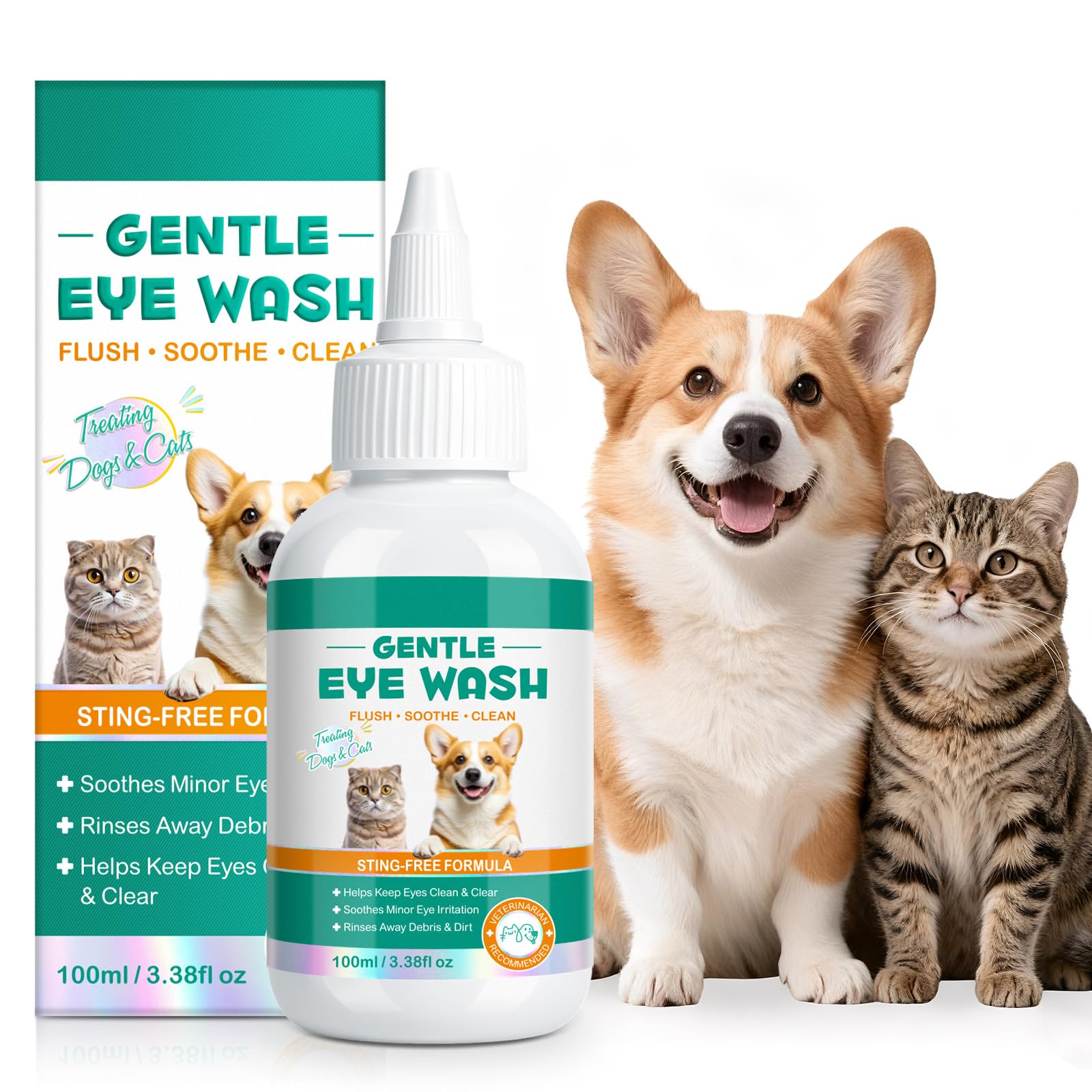 Cat & Dog Eye Drops for Infection, 100ml Pet Eye Drops for Dogs & Cats