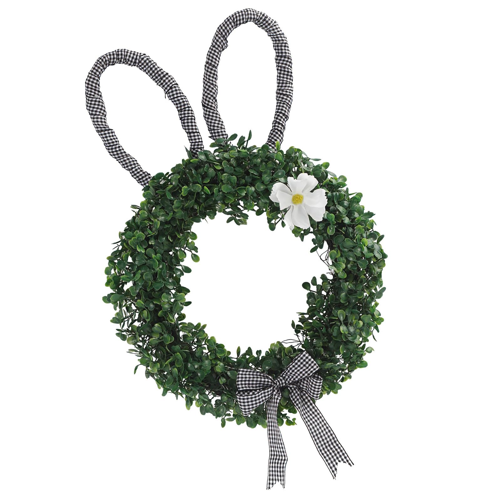 CAZSTYK User Friendly Wreath Including Rabbits and White Flowers for Easter and Year Round Decors Outdoor Sturdy Weather Proof Easter Wreath