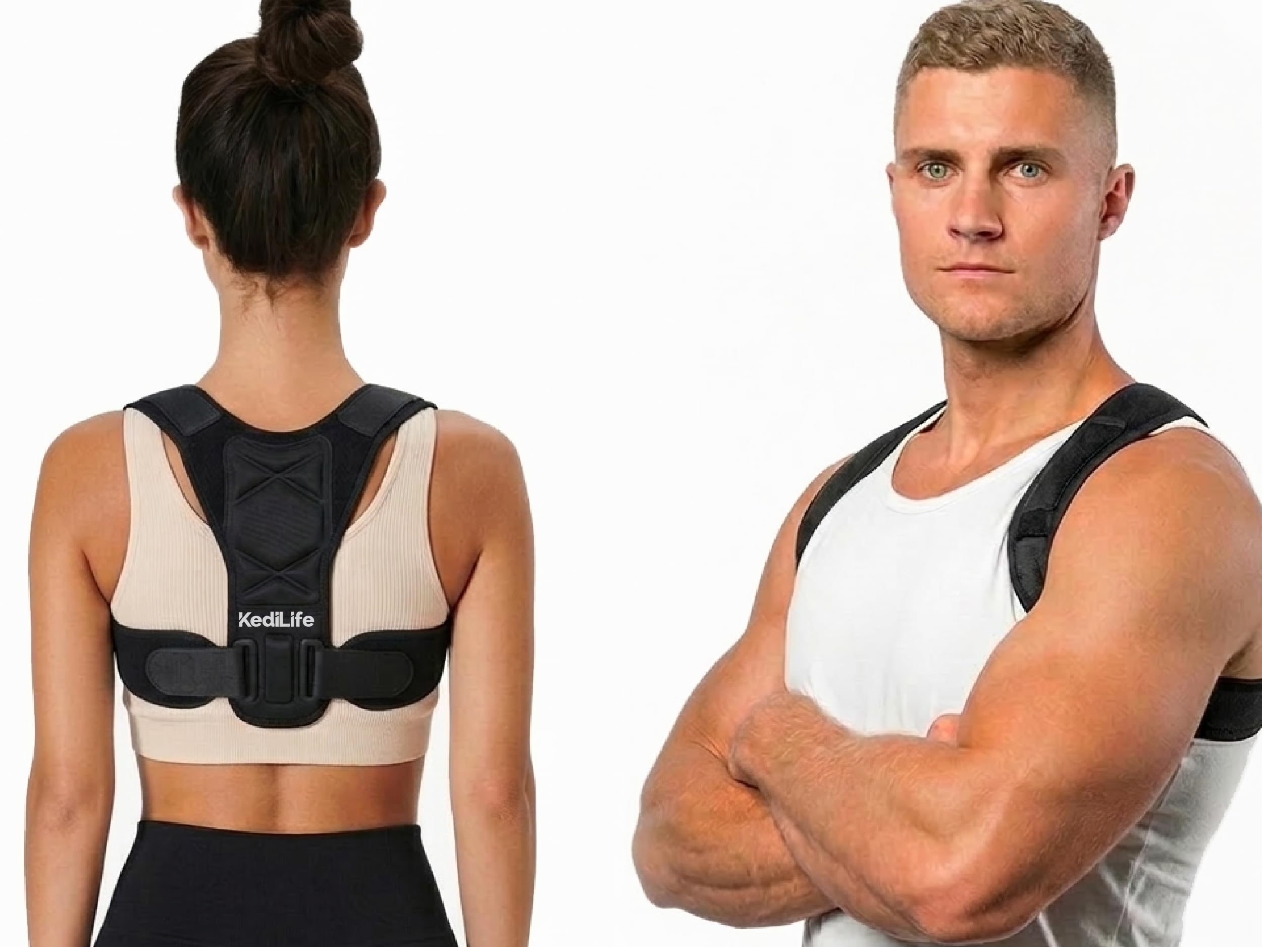 Correttore di Postura Regolabile per Uomo e Donna - Taglia L/XL - Correttore Posturale Spalle e Schiena - Raddrizza Schiena e Spalle e Migliora la Postura - Discreto, Comodo e Confortevole