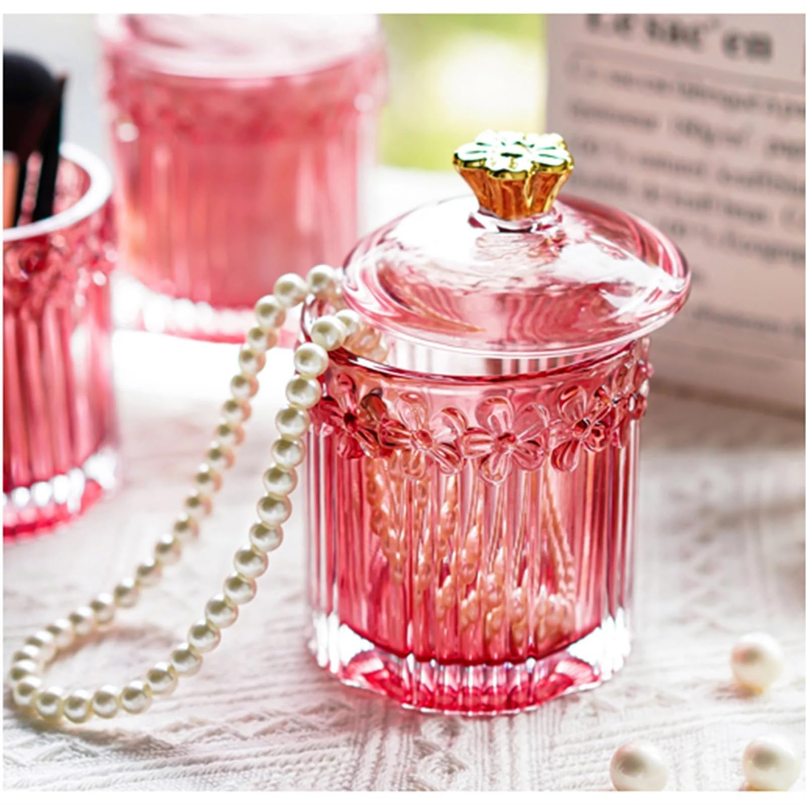 Vasetti Per Marmellata Barattoli di marmellata decorativi in ​​vetro con coperchi Marmellata di cristallo, contenitore for caramelle, barattolo da bagno, decorazione for matrimoni, regalo(Red3)