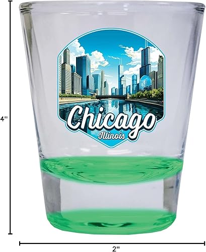 Miniatura 3 de R and R Imports Chicago Illinois A Souvenir - Vaso de chupito redondo de 1.5 onzas, color azul, paquete de 2