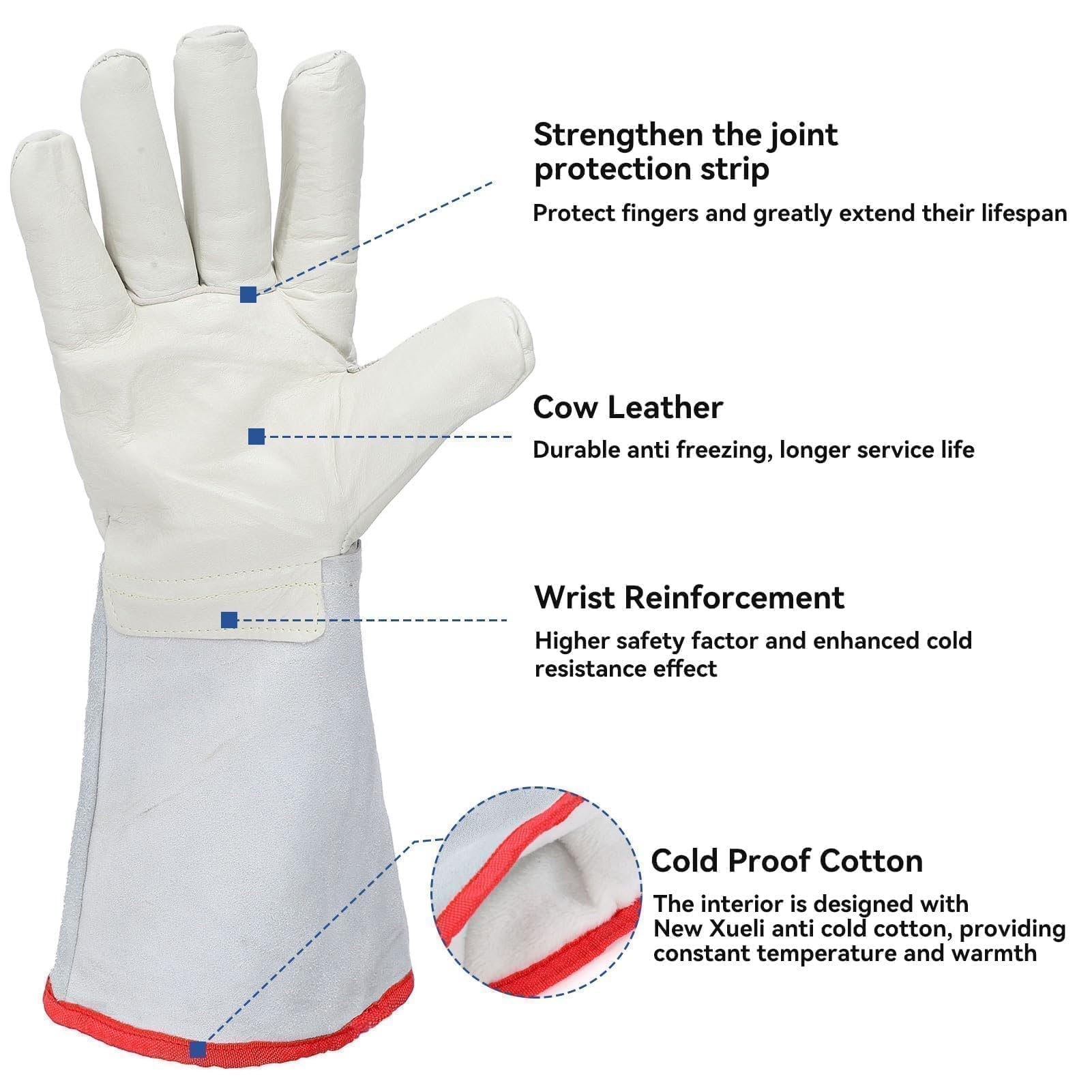 Gants cryogéniques, Gants de Protection Contre l'azote Liquide, Gants congelés, Gants cryogéniques Solides, Gants de Traitement de la Glace sèche, Gants de Protection Contre Les liquides, 40cm