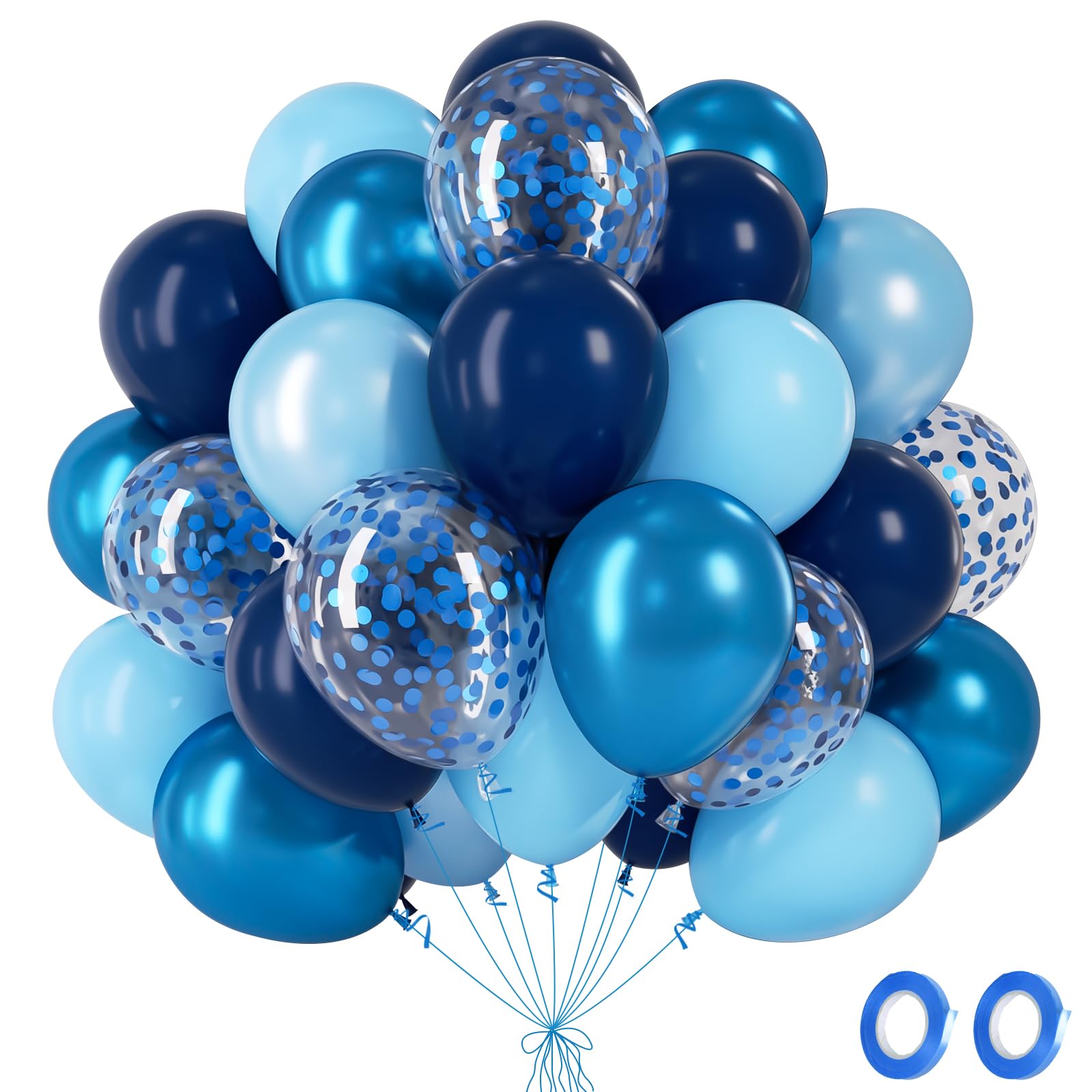 Mixed Blue Balloons 60Pcs - Pearl Light Mtetallic Blue Navy Balloons Blue, Latex Helium Party Balloons for Man Boys Birthday Decorations,Fathers Day,Baby Shower,Graduation, Gender Reveal,Space Party — image 1