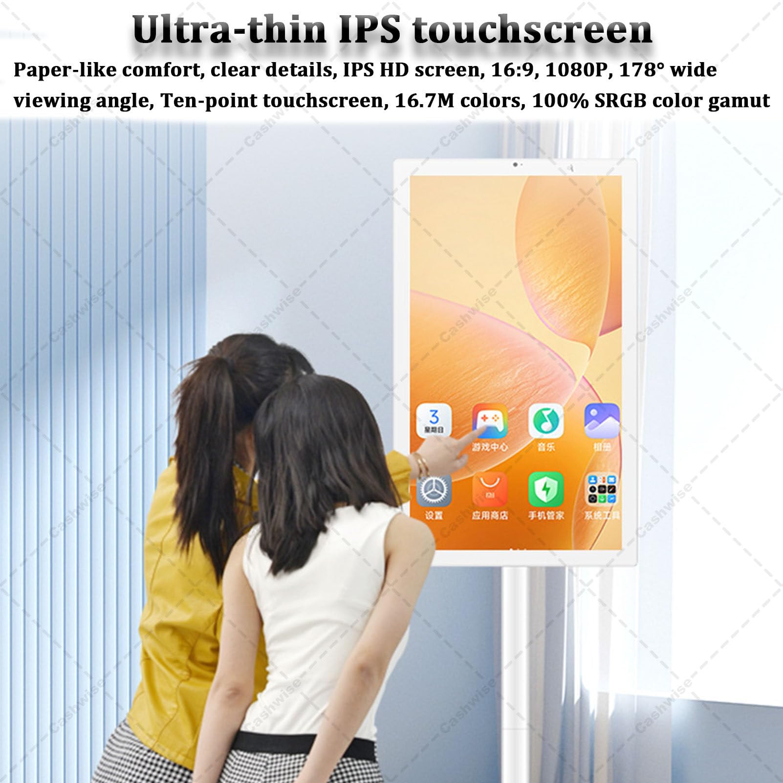 Televisor portátil Inteligente de 32 Pulgadas con Ruedas, Tableta con Ruedas y Pantalla táctil, transmisión inalámbrica, operativo Android 12, batería de 6 Horas 8+128G