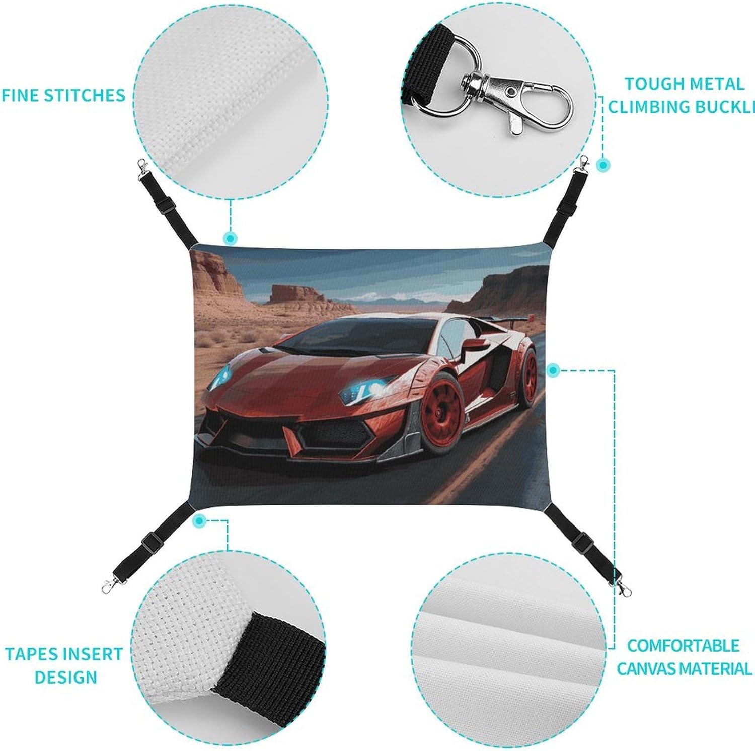 review Hanging Pet Hammock, Red Race Car Printed Soft Breathable Pet Hammock with Adjustable Straps and Metal Hooks for Cats Small Dogs Rabbits Sugar Gliders