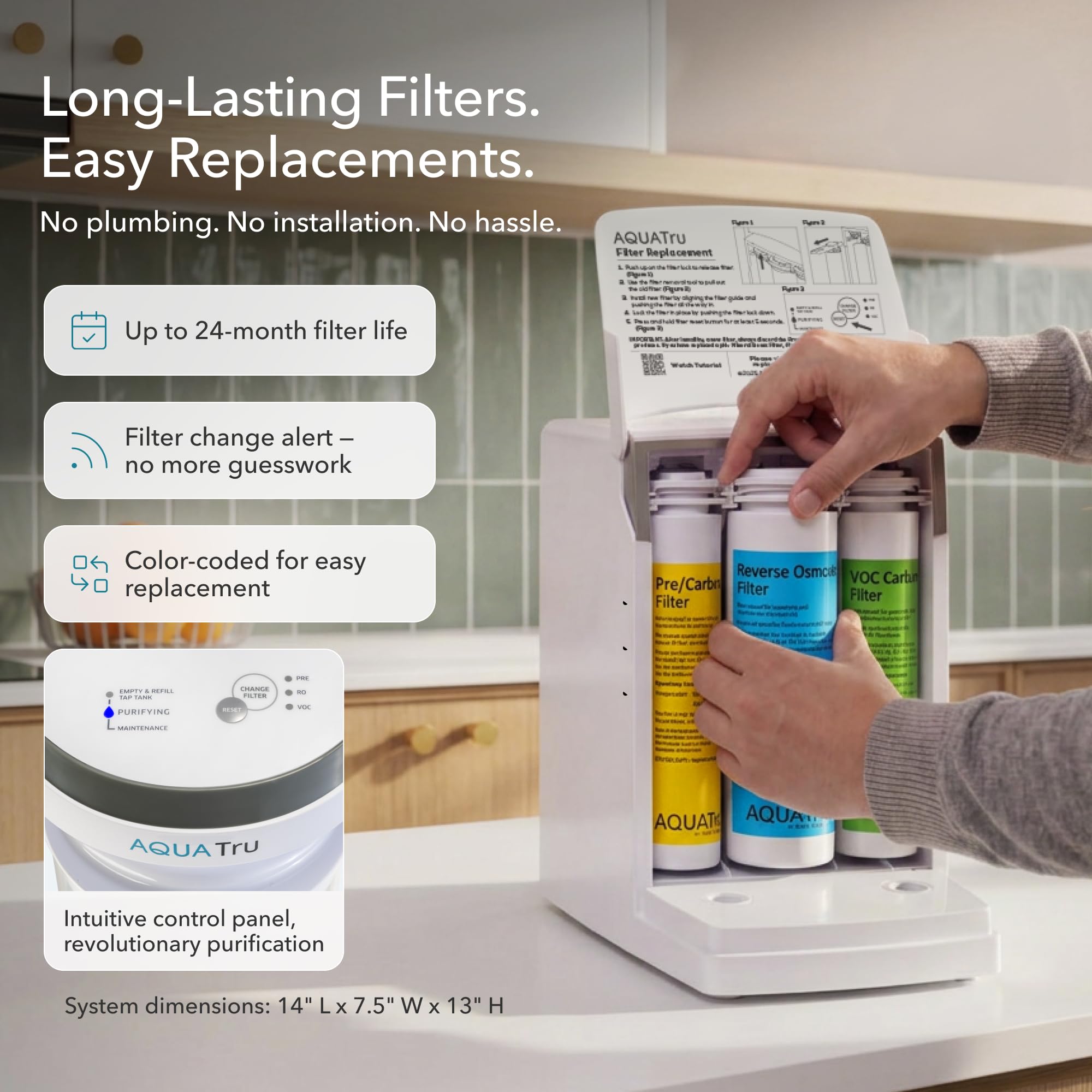AQUA TRU Carafe | Purificador de agua de encimera para PFAS y otros contaminantes con exclusiva tecnología de ósmosis inversa de 4 etapas (no requiere fontanería ni instalación) | Sin BPA