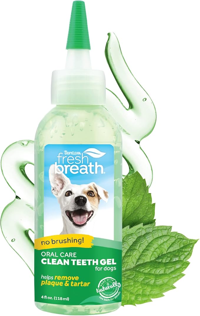 TropiClean Fresh Breath Dog Teeth Cleaning Gel No Brushing Dental