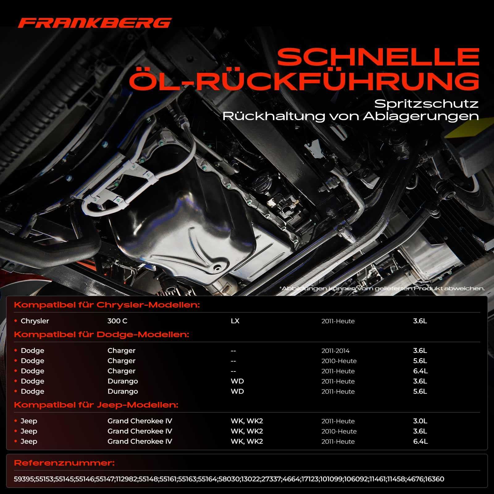 Frankberg Ölwanne Getriebeölwanne Getriebeautomatik 8 Gang Kompatibel mit Ram 1500 DJ DS 3.7L-5.6L 2008-Heute Grand Cherokee IV WK WK2 3.0L-6.4L 2010-Heute Benzin Replace# 68225344AA