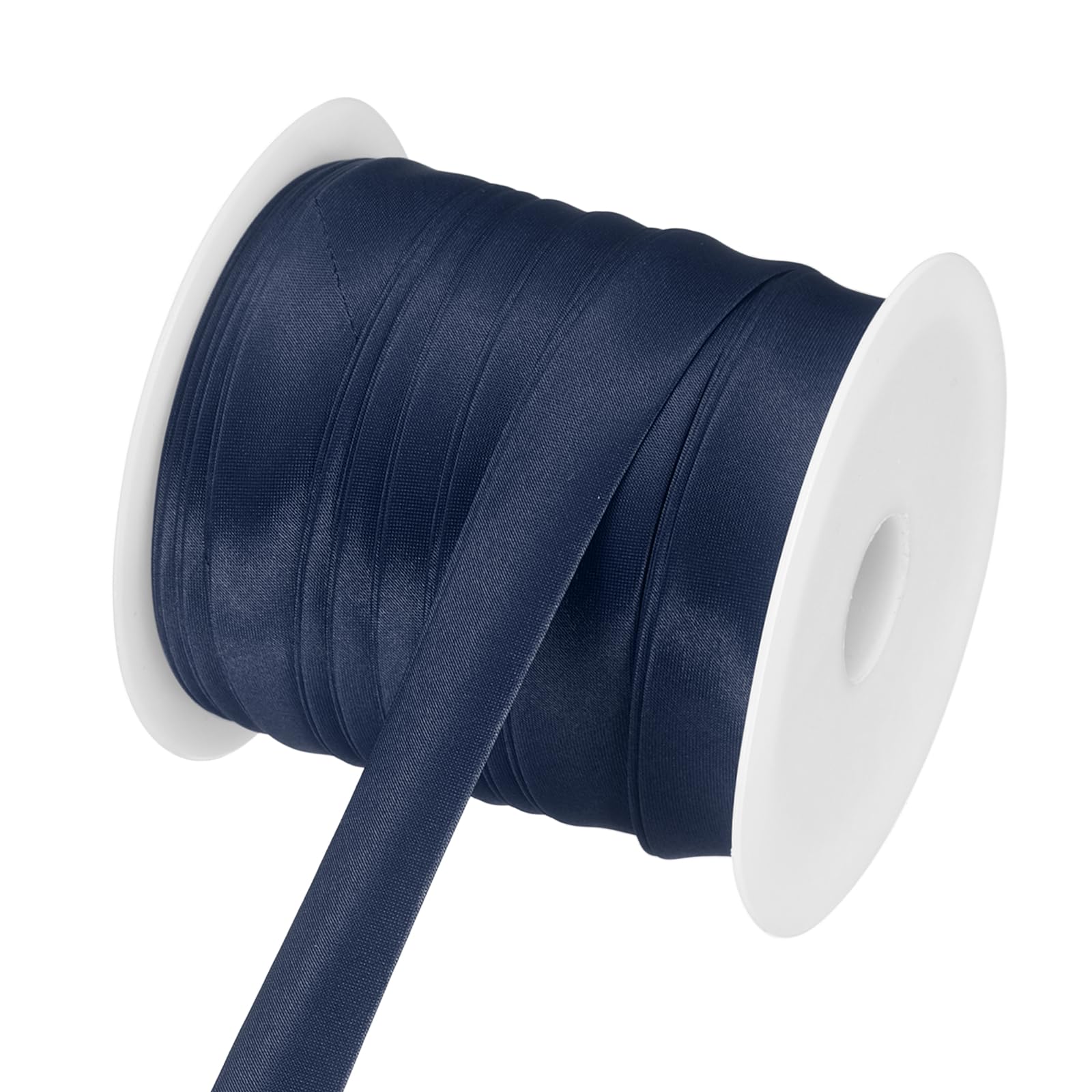 sourcing map Double Fold Bias Tape for Sewing, 3/4 Inch(2cm) x 25 Yards Satin Bias Binding Tape Continuous Bulk for Quilting Binding Seaming Hemming Fabric Piping DIY Craft, Dark Navy Blue