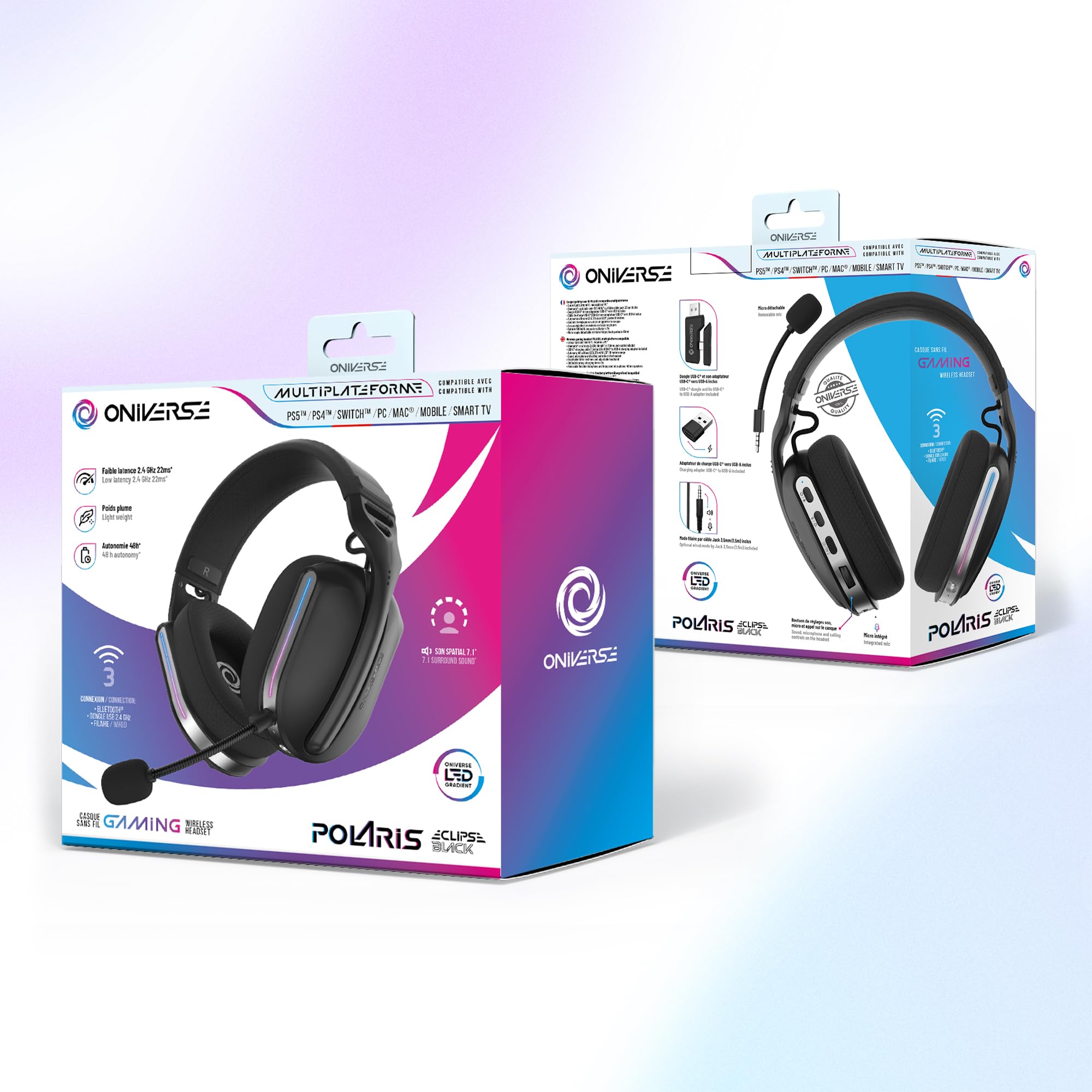 Polaris Auriculares inalámbricos para juegos Eclipse Negro