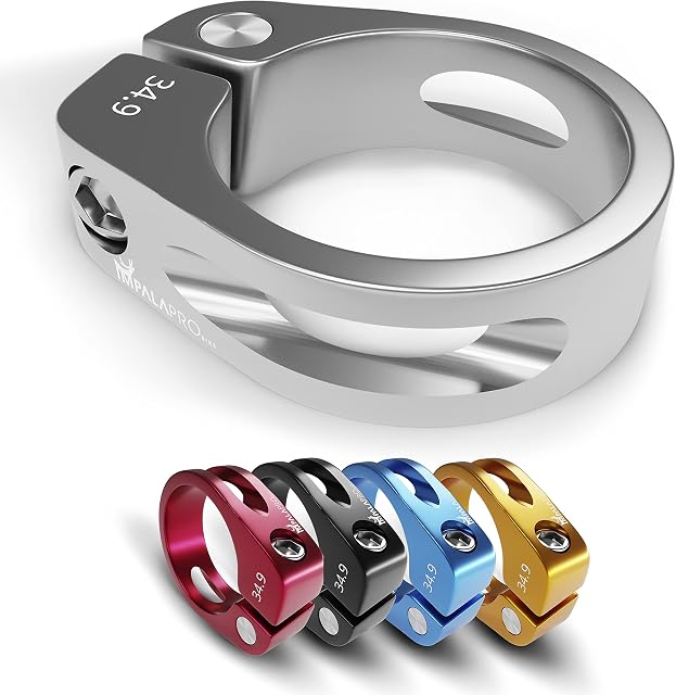 IMPALAPRO Bike Seatpost Clamp - Bike Seat Clamp - Bike Seat Post Clamp- Seat Post Clamp - Bicycle Seat Clamp - Bike Seat Lock Clamp - Bike Seat Post Lock - 7075CNC (Silver, 34.9mm/1.37in)