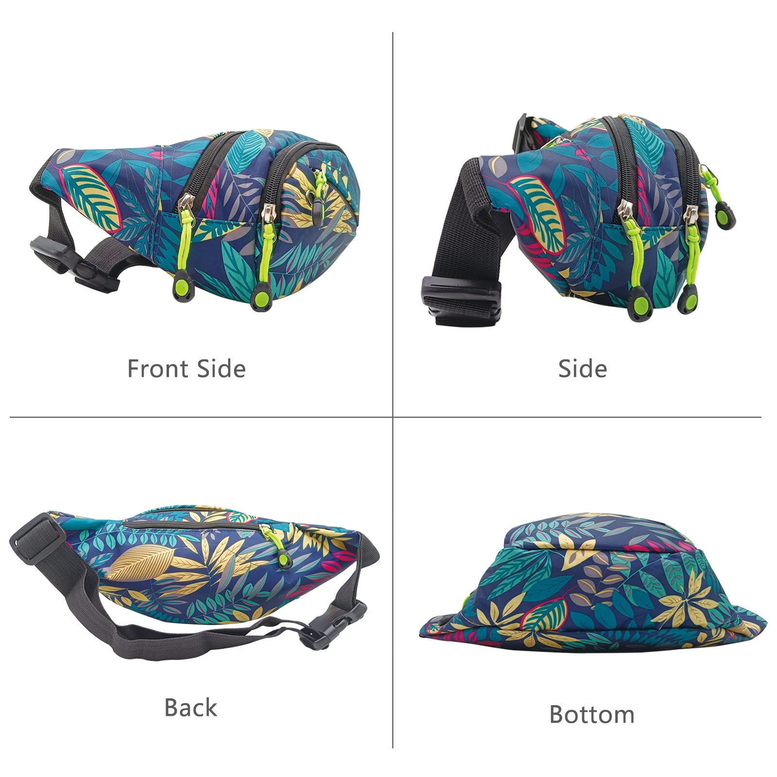 Long Keeper Borsa a banana da donna, uomo, borsa a banana chic, grande, unisex, con 4 tasche con cerniera, cintura regolabile, per sport e trekking all'aria aperta