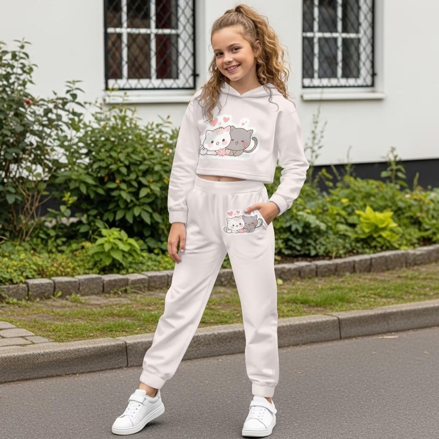 Ystardream Girls Tracksuits 2 Piece Set for Kids Hooded Sweatshirt and Sweatpants Set